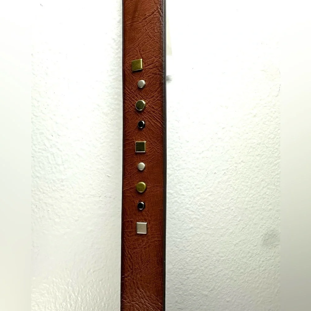 Brown Women's Belt with Gold, silver , and Black Stud Accents size 2x western